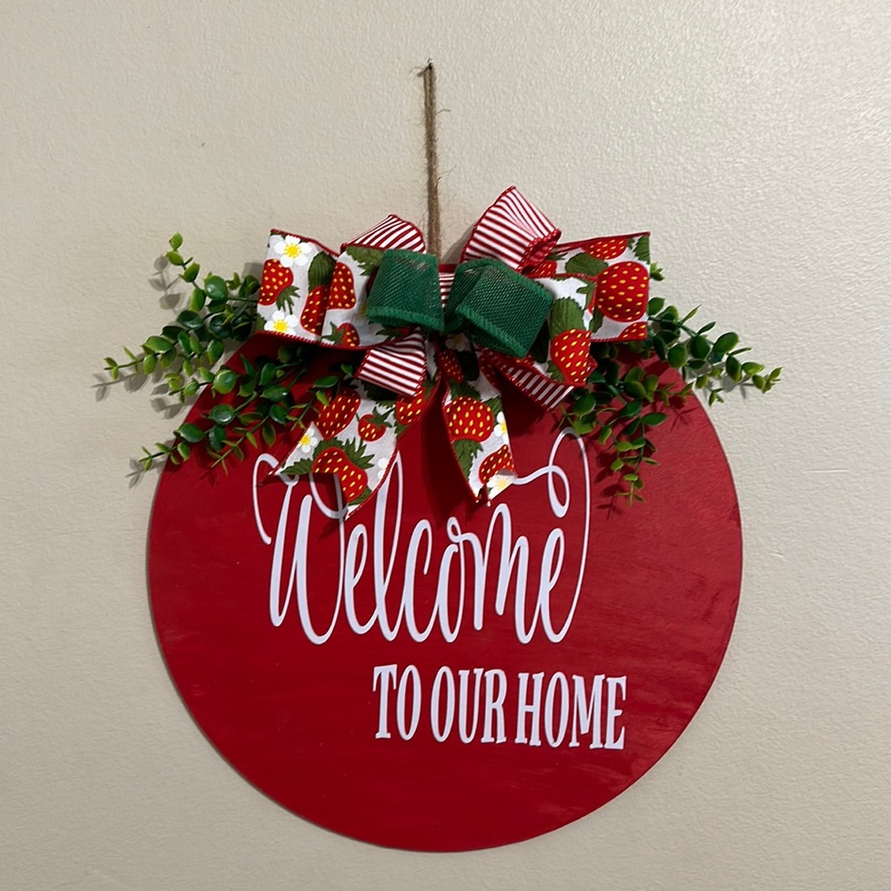 Red Strawberry door hanger